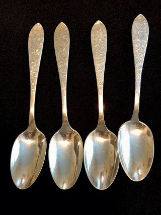 Antique Hallmarked Sterling Silver Spoons Set Of 4 Scrap Or Keep Heavy 135 Grams