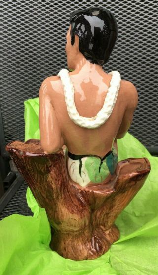 Rare Vintage Delee Art Pottery Hollywood Hawaiian Hula Man Boy Vase 1949 3