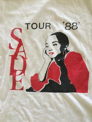 Rare Vintage Sade 88 Tour T - shirt 80’s Hip Hop Rock Rap Men’s Authentic 3