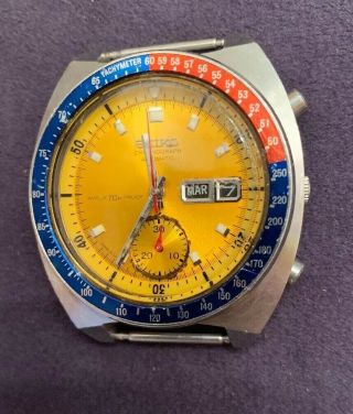 Rare Htf Vintage Automatic “ Pogue” Seiko Watch With Pepsi Chronograph 6139 - 6001
