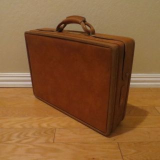 Vintage Hartmann Luggage Leather Locking Briefcase With Keys Paisley Interior