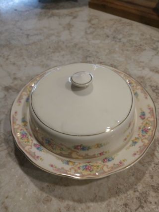 RARE Vintage Mt Clemens Round Covered Butter Dish w/lid Mildred EXC 7