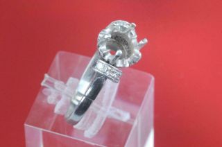 Vintage Semi - Mount Setting Engagement Diamond Platinum Ring For 7mm Round Stone