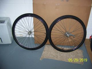 Vintage Schwinn 26 " S7 Chrome Wheel Set With Schwinn Nylon Tires