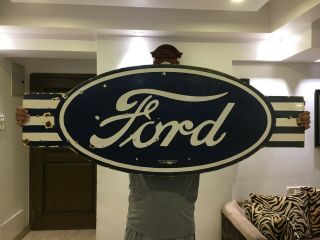 Rare " Ford Dealership " Porcelain Sign Gas,  Gargoyle,  Pegasus,  Chevrolet Large