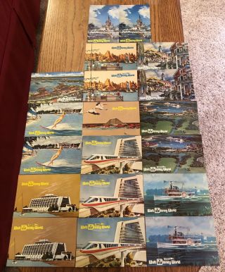 Vintage Disney World Pre Opening Concept Art Postcard Set 19 Different