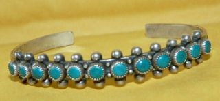 Vintage Native Navajo Fred Harvey Era Sterling Silver W/ Turquoise Cuff Bracelet