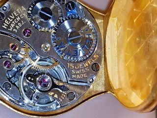 Vintage Ladies HELVETIA.  375 9ct Gold Wristwatch & Strap Mechanical Swiss 8