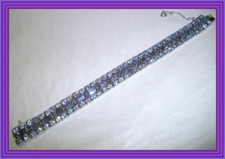 Sherman Alexandrite Color -.  50 " Wide Three Row Baguette Crystal Bracelet Nr