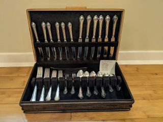 Vintage German 50pc Silver Plate Flatware In Wood Box - Rekord 90