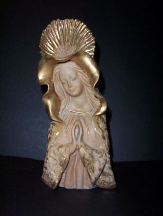 Vintage Handmade Italian Studio Pottery Madonna Gold Gilt