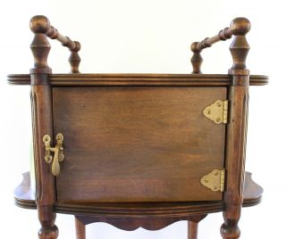 Antique Vintage Smoking Tobacco Stand Cigar Cabinet Table Humidor Metal Wood Box 3