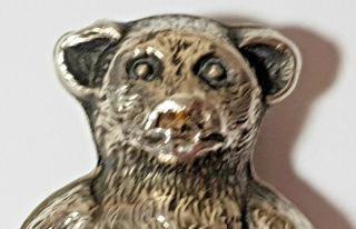 RARE ANTIQUE SILVER CHILDS BUTTON HOOK TEDDY BEAR Spurrier & Co 1909 6 