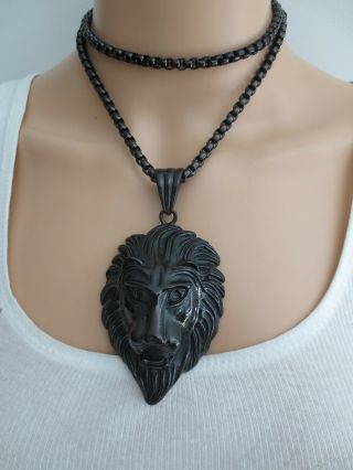$1800 Unsigned Sample Versace Italy Oversized Blackout Lion Head Necklace