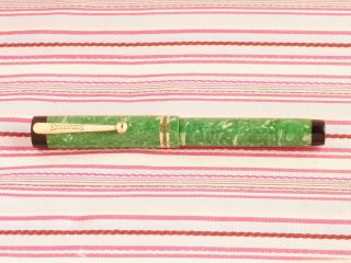 Vintage SHEAFFER LIFETIME Green Jade Double - Jewel Flat - Top Fountain Pen Early 3