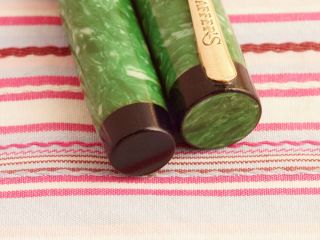 Vintage SHEAFFER LIFETIME Green Jade Double - Jewel Flat - Top Fountain Pen Early 6