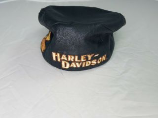 Vintage Harley Davidson Motorcycle Leather Ivy Cap Hat Medium Black