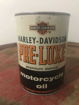Vintage 1 Quart Metal Harley Davidson Pre - Luxe Motorcycle Motor Oil Can Full