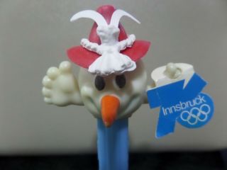 Pez Vintage Rare Hard To Find Olympic Snowman Long Carrot Nose