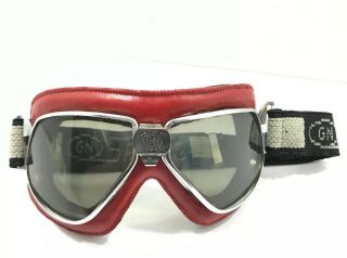 Vintage Nannini Gn Italian Scooter Motorcycle Red Riding Goggles Clear Lenses