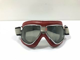 Vintage Nannini GN Italian Scooter Motorcycle Red Riding Goggles Clear Lenses 3