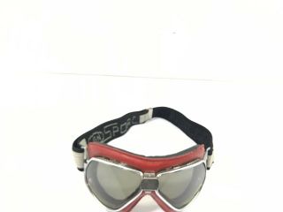 Vintage Nannini GN Italian Scooter Motorcycle Red Riding Goggles Clear Lenses 4