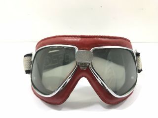 Vintage Nannini GN Italian Scooter Motorcycle Red Riding Goggles Clear Lenses 5