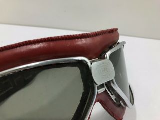 Vintage Nannini GN Italian Scooter Motorcycle Red Riding Goggles Clear Lenses 8