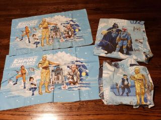 Vtg 1979 Star Wars Empire Strikes Back Bed Sheet Set Fitted Flat Pillow Case