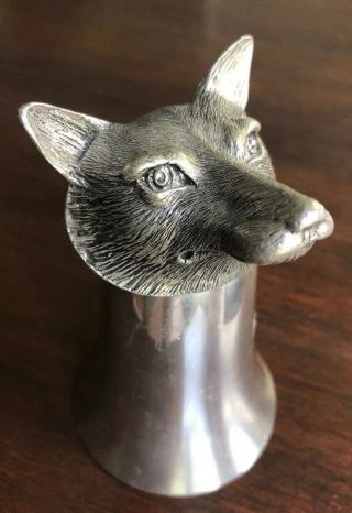 Vintage English Brass Silverplate Fox Head Stirrup Cup Equestrian Fox Hunt Stamp
