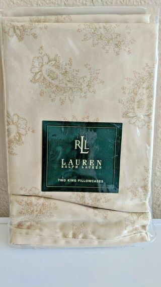 Rare Vintage Ralph Lauren Belmont Oaks Paisley Cream King Pillowcases
