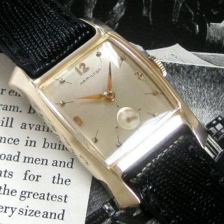 Mens 1956 Hamilton Baxter Sculpted Case 10k Gf 747 Usa Vintage Watch A,
