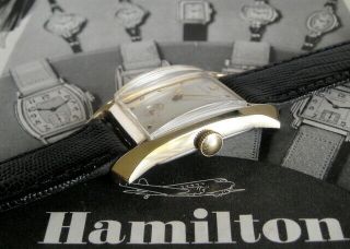 Mens 1956 Hamilton BAXTER Sculpted Case 10K GF 747 USA Vintage Watch A, 3