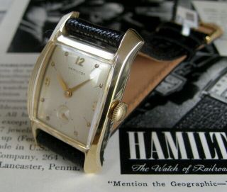 Mens 1956 Hamilton BAXTER Sculpted Case 10K GF 747 USA Vintage Watch A, 4