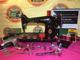 Vintage Singer 201 Sewing Machine Serviced And Cleaned