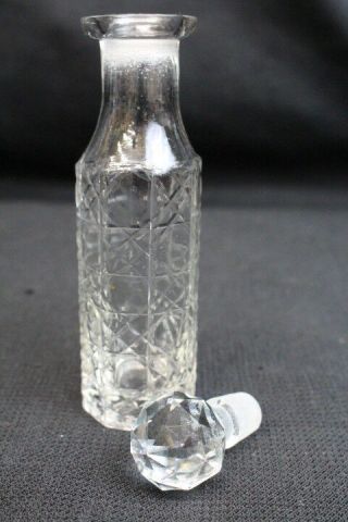 Antique Vintage Silverplate Clear Pattern Glass 6 Bottle Cruet Set Unmarked 7