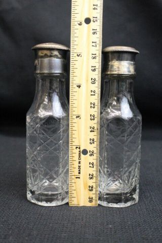 Antique Vintage Silverplate Clear Pattern Glass 6 Bottle Cruet Set Unmarked 8