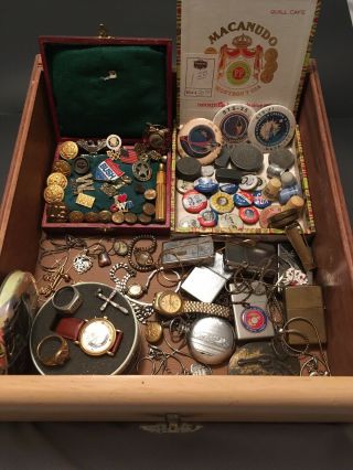 VINTAGE JUNK DRAWER Zippo,  Sterling,  jewelry,  pins,  presidential 2