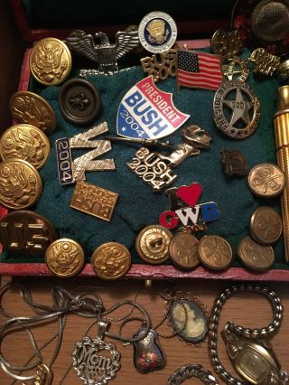 VINTAGE JUNK DRAWER Zippo,  Sterling,  jewelry,  pins,  presidential 3