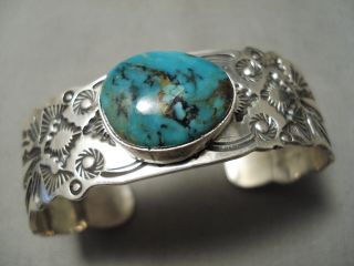 Important Vintage Navajo Jeanette Dale Turquoise Sterling Silver Bracelet