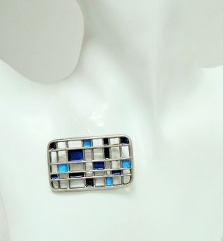 Designer vintage sterling silver & enamel brooch/pendant (Uni David - Andersen) 5