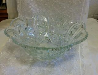 Vintage Whirling Star Leaded Clear Glass Punch Bowl - Imperial Glass Ohio