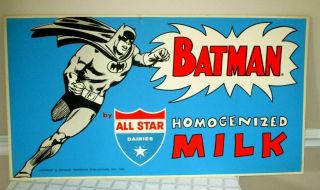 Vintage 1966 - Batman All Star Dairies - Store Display Sign - 44 " - Old Stock - Rare