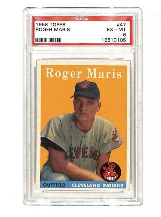 1958 Topps 47 Roger Maris Rookie Rc Card Psa 6 Yankees Rare