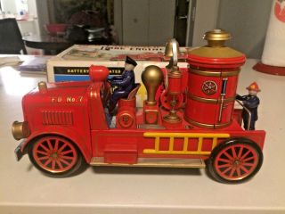 Rare Vintage Modern Toys Of Japan Battery Operated Old Fashioned Fire Engine