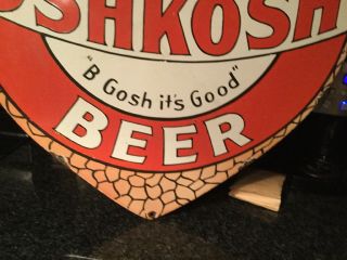 Large Vintage Oshkosh Beer Porcelain Sign 5