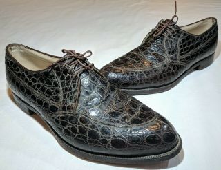 Nettleton Crocodile Alligator Dress Shoes Mens Size 12 B/d Brown Leather Vintage