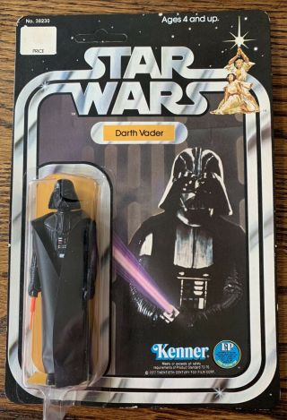Star Wars Vintage Kenner Darth Vader 1977 12c Cardback Unpunched Bubble Issue