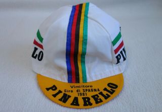 Vintage Pinarello Cycling Cap Vgc Campione Italiano Rainbow Bands 80s
