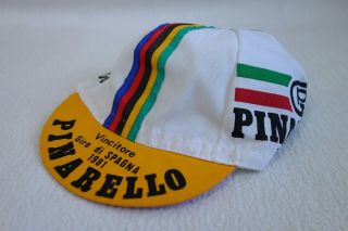 Vintage Pinarello cycling cap VGC campione italiano rainbow bands 80s 2